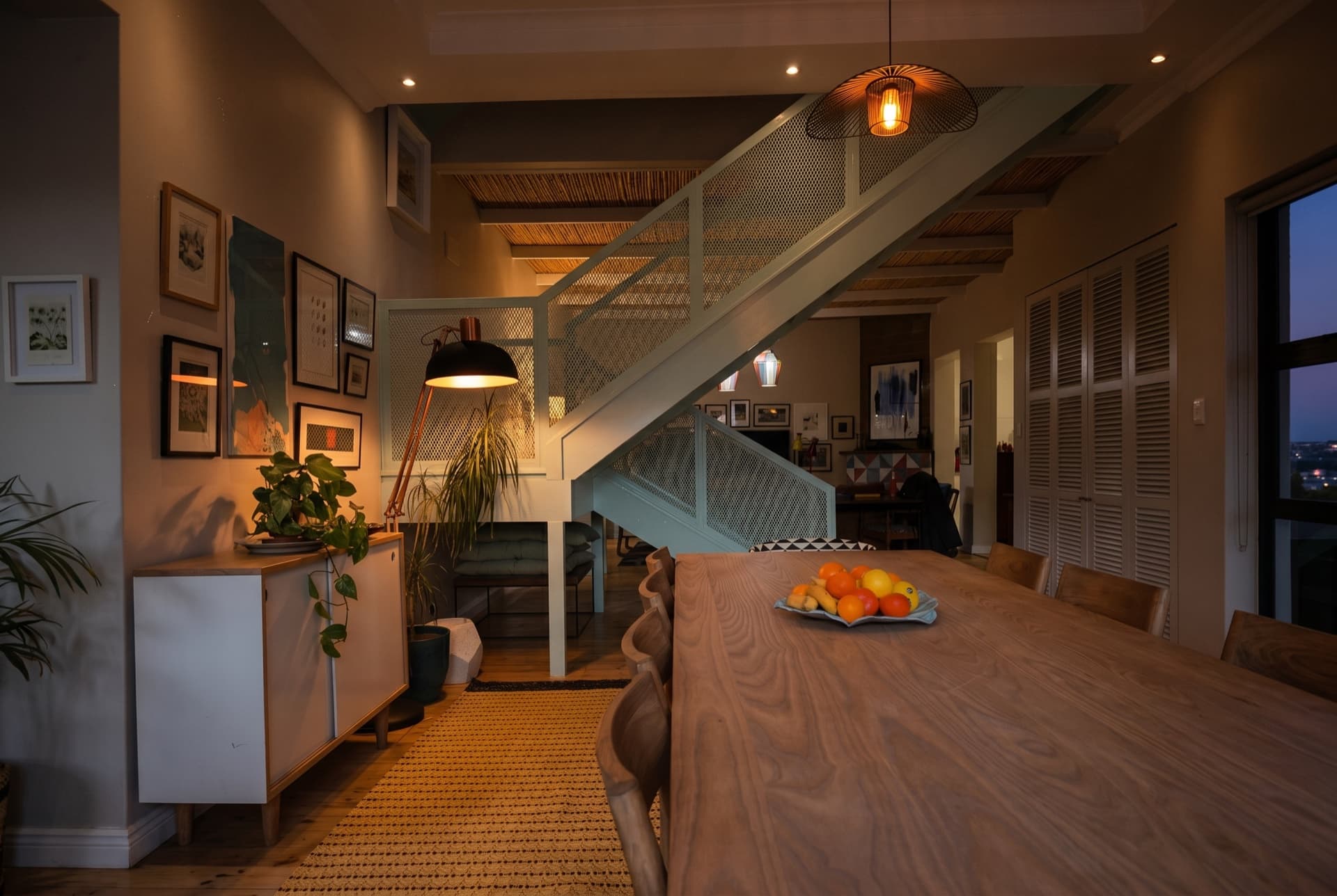 Mowbray — the dining table beneath the staircase